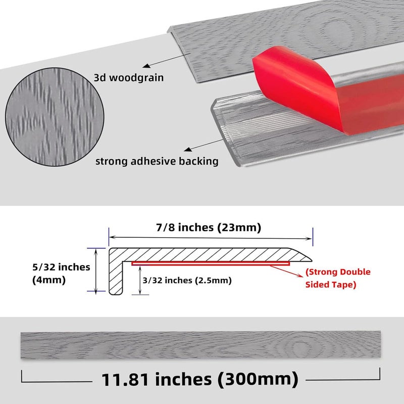 Tilingview 10 Pcs Peel and Stick Tile Trim Edge, Self-Adhesive 12" PVC Molding Edging for Kitchen Backsplash (Gray Woodgrain) - Image 5